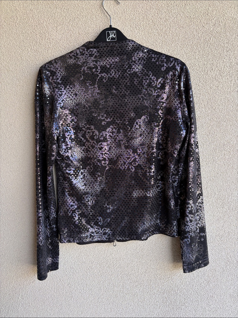 Joseph Ribkoff Black Metallic Pattern Zip-Front Jacket - Picture 3 of 3